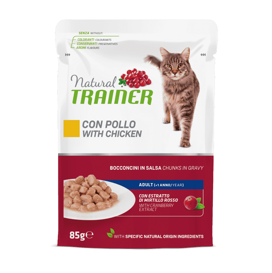 Natural Trainer Adult con bocconcini di pollo in salsa Gr. 85 Natural Trainer Adult con bocconcini di pollo in salsa Gr. 85